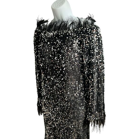 NEW FASHION Bodycon Sexy Dresses Women Off Shoulder Feather Long Dress Size XL - Picture 2 of 9